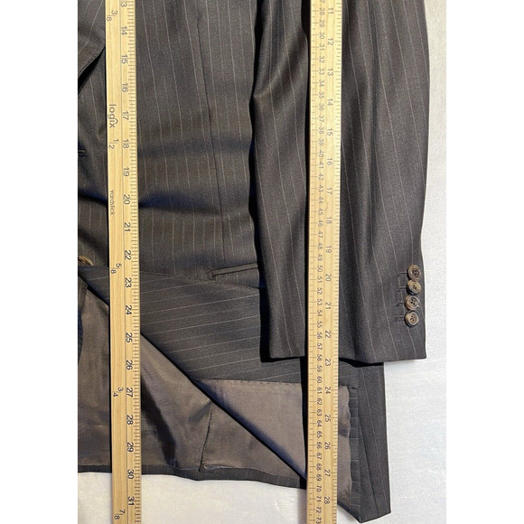 Ermenegildo Zegna Misura 46R Brown Blue Stripe Blazer Sport Suit Jacket 15 Mil - Picture 13 of 16